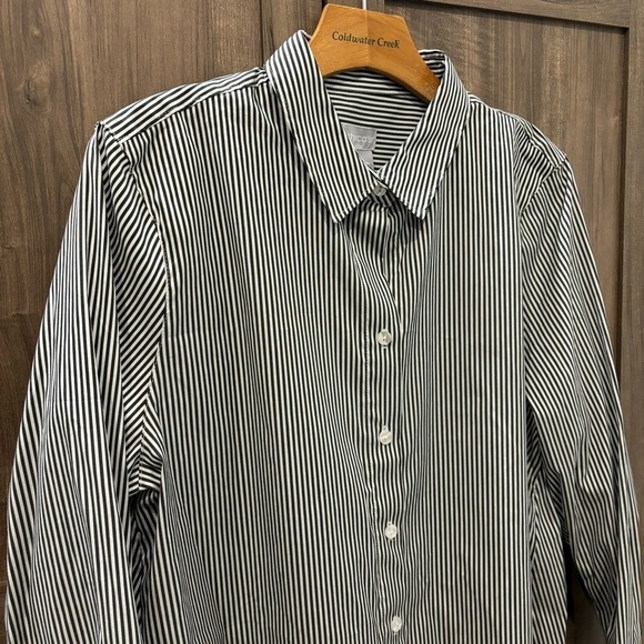NWT Chicos 2 (large) drama poplin tunic striped button front shirt top - Picture 8 of 11